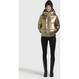 khujo Damen Winterjacke mit Kapuze warme Steppjacke kurz in glänzender Optik mit abnehmbarer Kapuze Devina Shiny-YM Gold Gr. S - S