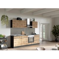 Held Möbel Küchenzeile Turin 240 cm Wotaneiche-Graphit ohne E-Geräte