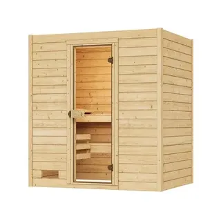 Weka Sauna Valida Gr. 2 mit Glastür - Massivholzsauna 38 mm 7,5 kW Saunaofen OS inkl. Steuerung
