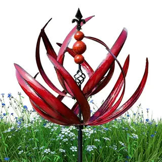 Metall Windrad, Metall Windrad Windspiel Windmühle Für Garten, 360 Grad Drehbare Windrad Für Garten Wetterfest Gartenstecker Gartendeko Wetterfest Und Standfest Aus Metall, Höhe 90 cm