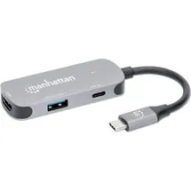 Manhattan USB-C auf HDMI 3-in-1 Docking-Konverter mit Power Delivery