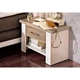 SchlafKONTOR Luca beige (pinienfarben weiß, trüffelfarben), B:60cm H:49cm T:42cm, Holzwerkstoff, Sideboards, Nachtkonsole