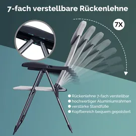 CASARIA Gartenstühle 2er Set Klappbar 7-fach Verstellbar Alu mit hoher Rückenlehne Liegefunktion Faltbar Balkon Campingstuhl Klappstuhl Hochlehner