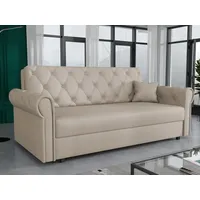 MIRJAN24 Schlafsofa Viva Roma IV, mit Bettkasten und Schlaffunktion, inkl. Kissen, Schwarz Metallfüße, Wellenfeder, 4 Sitzer beige
