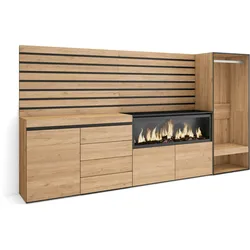 SKRAUT HOME Sideboard, Schrank, Buffet, Ablage, 274x35x145 cm, Schlafzimmer, XXL Elektrokamin, Kommode, Offener Schrank, Modern, Eiche - 448_62
