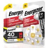 40 Energizer Knopfzellen Hörgerätebatterien Einwegbatterien für Kopfhörer, Größe 10, gelb, ohne Quecksilber, 5 Packungen mit je 8 Batterien
