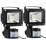 Greenmigo 2x 10W LED Strahler Fluter + Bewegungsmelder Warmweiß warmweiss Objektbeleuchtung Außenstrahler Wandstrahler Flutlichtstrahler Scheinwe... - Schwarz