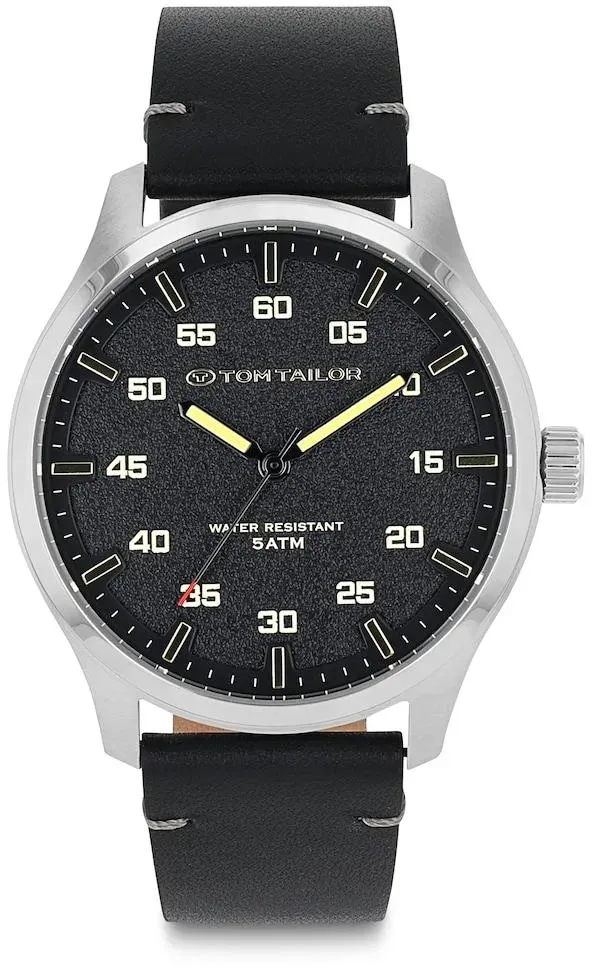 TOM TAILOR Herren Armbanduhr silber - Ziffernblatt schwarz mit 40mm, silber, Gr. ONESIZE