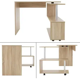 ML-Design Eckschreibtisch drehbar, Schreibtisch L-Form Winkelkombination - 4 Rädern, Sonoma Eiche, 150x88x75 cm, für Heim und B... Naturbelassen