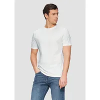 S.Oliver T-Shirt T-Shirt mit Flammgarnstruktur kurzarm, Rundhals, Logo weiß