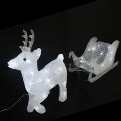 Lex LED Weihnachtsfigur Rentier mit Schlitten Figur beleuchtet Weihnachtsdeko 80LEDs : 80 LEDs