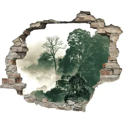 Wandtattoo QUEENCE "Regenwald", grün, T:0,1cm, Wandtattoos, Wandsticker, Wandbild, selbstklebend, 3D, Wanddurchbruch
