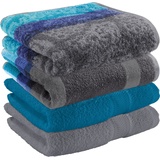 Erwin Müller Handtuch-Set 4er-Pack Walk-Frottier türkis/anthrazit/grau Größe 50x100 cm