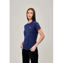 BENCH Rundhalsshirt "ALCYONE", Damen, Gr. 42, blau (navy), Jersey, Obermaterial: 100% Baumwolle, unifarben, Rundhals, Shirts Rundhalsshirt