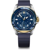 Victorinox Herren Armbanduhr Journey 1884 Ø 43 mm, Swiss Made, Analog Quarz, Wasserdicht bis 200 m, Kautschuk-Armband, Blau