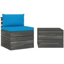 vidaXL Garten-Sofagarnitur 2-tlg. Kiefernholz blau