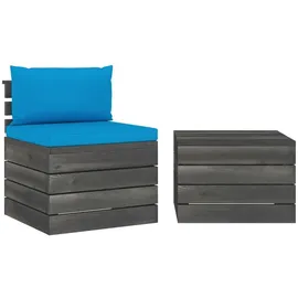 vidaXL Garten-Sofagarnitur 2-tlg. Kiefernholz blau