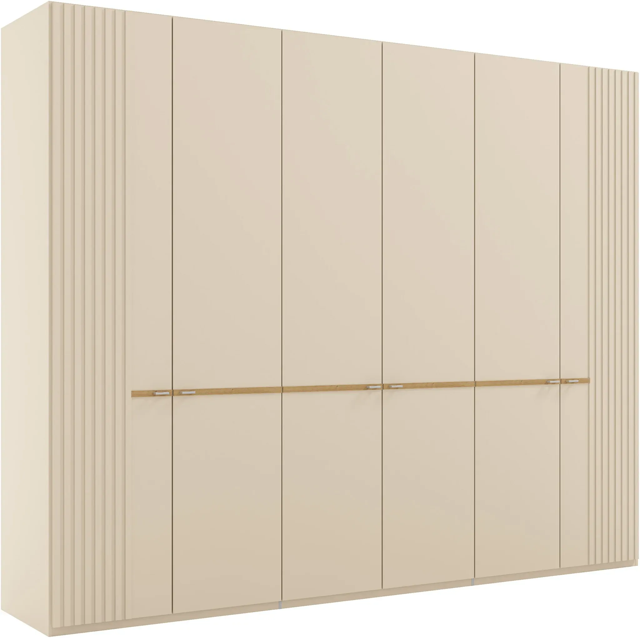 Drehtürenschrank "Isabelle", beige (champagner, dekor), GALLERY M BRANDED BY MUSTERRING, Schränke, B/H/T: 295,2cm x 216cm x 58cm, Lamellen im Korpus-Farbton, 6 St., Holzwerkstoff, Hartfaserplatte, Lamellen in Korpusfarbe, Griffe in silber, versch. Größen und Farben, B:295,2cm H:216cm T:58cm