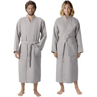 HOMELEVEL Pique Bademantel für Damen und Herren - Waffelpique Morgenmantel leicht - versch. Größen - leichter Bademantel für Sauna Reise Pool - Waffelmuster Reisemantel - 4XL
