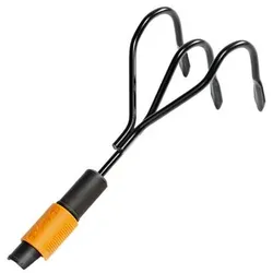 Fiskars QuikFit Krümmer, Gartenkralle, Gartenhacke, Werkzeugkopf, Gartenzubehör, Stahl, Schwarz / Orange, 31 cm, 1000680