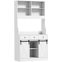 Homcom Küchenschrank Hochschrank mit Arbeitsplatte 93,5 x 40 x 180 cm Weiß