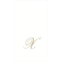 Caspari Monogramm-Papierhandtücher mit Initiale X, White Pearl, 24 Stück