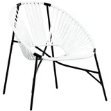vidaXL Gartenstuhl in Ei-Form Schwarz und Weiß Poly Rattan