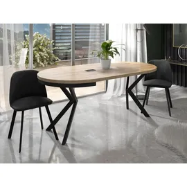 WFL GROUP Runder Ausziehbarer Esstisch - Loft Style Tisch mit Metallbeinen - 90 bis 170 cm - Industrieller Quadratischer Tisch für Wohnzimmer - Kompakt - 90 - Eiche Craft