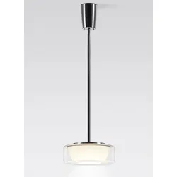 serien lighting Curling M Pendelleuchte mit Tube Rohrabhängung Glasschirm klar | warmweiß (3000 K)