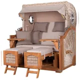 Mr. Deko bene,iving Strandkorb Komplettset Ammersee Grande XL Teak PE shell Modell 510 inkl. Liftersystem