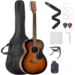 VEVOR Dreadnought Akustik Gitarre 1016 mm Anfängerpaket Erwachsene Sunburst