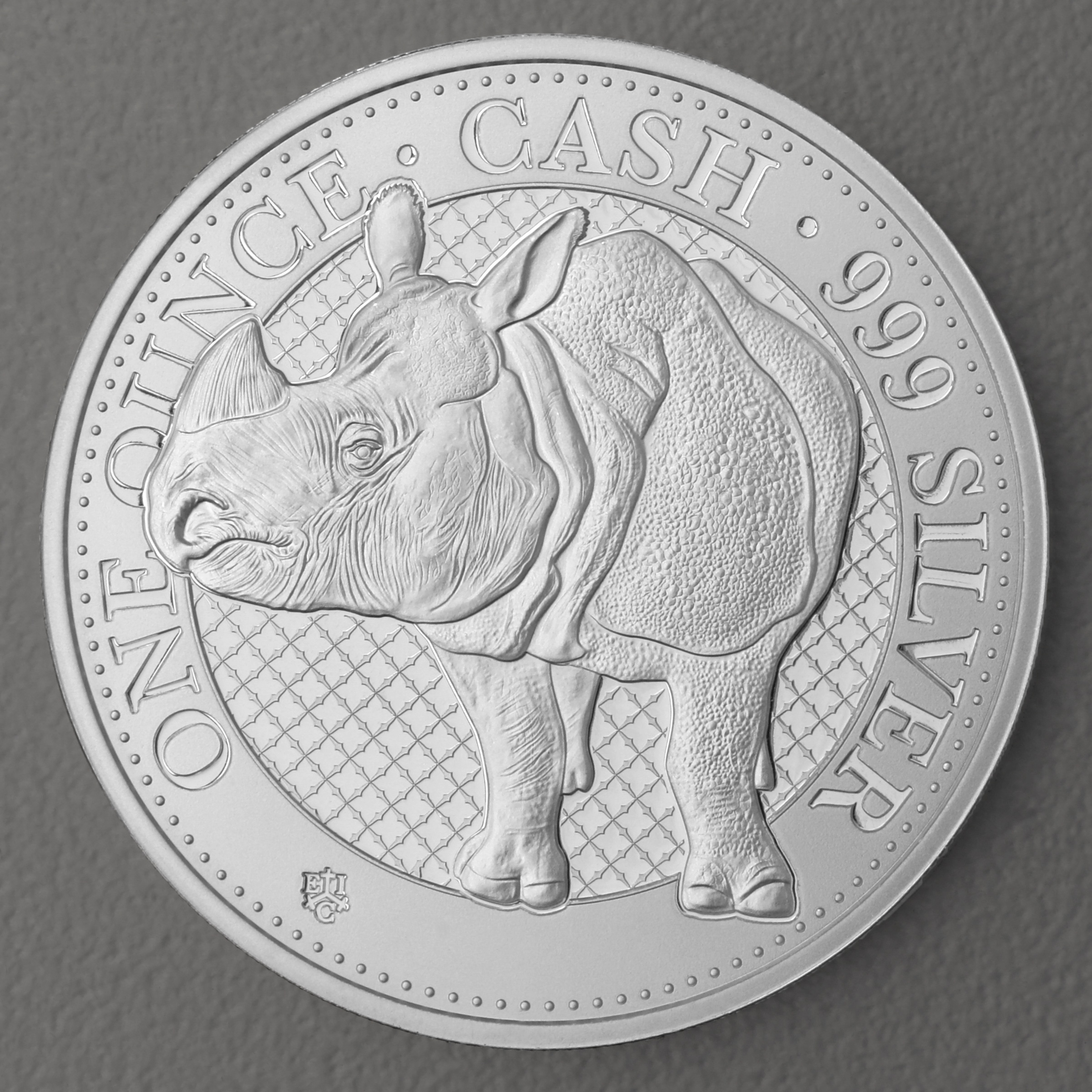 Silbermünze 1oz Indian Wildlife - Rhino 2022 St. Helena Cash Coin Indian Wildlife