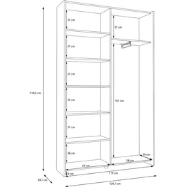MITEPEK Schwebetürenschrank Nook 120,1 x 210 x 39,1 cm Weiß