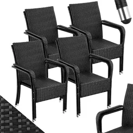 Tectake Rattanstuhl Girona 58 x 67 x 90 cm schwarz 8 St.