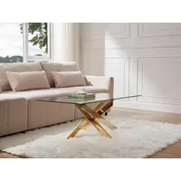 Vente-unique Couchtisch - Sicherheitsglas & Goldfarbenes Metall - Transparent