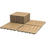 GIANTEX 10 Stück Holzfliesen Akazie 30x30 cm, Terrassenfliesen Balkonfliesen Klicksystem, Bodenfliesen Gartenfliesen zuschneidbar, Fliesen wetterfest für Aussenbereich, Holzfarbe (Mosaik Maserung)