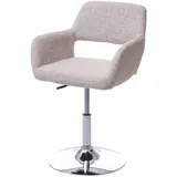 Mendler Esszimmerstuhl HWC-A50 III, Stuhl Küchenstuhl, Retro 50er Jahre, Stoff/Textil ~ creme/grau, Chromfuß