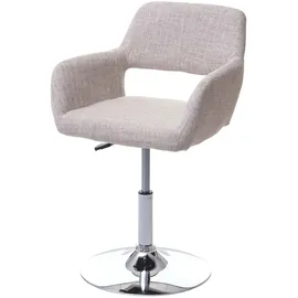 Mendler Esszimmerstuhl HWC-A50 III, Stuhl Küchenstuhl, Retro 50er Jahre, Stoff/Textil ~ creme/grau, Chromfuß