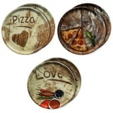 MamboCat Pizzateller 6er Set Pizzateller 33cm Flour Olive + Salami + Lieblingspizza