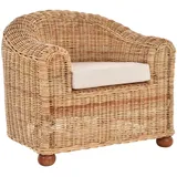 Krines Home Loungesessel Clubsessel Natur Rattan Sessel Loungesessel Club Wohnzimmersessel, Wuchtige Armlehnen beige|braun|rot