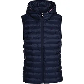 Tommy Hilfiger Damen Weste Padded Global Stripe Vest mit Kapuze, Blau (Desert Sky), XXL - XXL