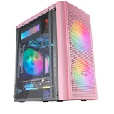 Mars Gaming MC300P Rosa, MicroATX PC Gehäuse, Gehärtetes Glas, Mesh Front, 3xFRGB Lüfter
