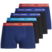 JACK&JONES Herren Boxer Shorts, 5er Pack - JACLEE TRUNKS, Baumwoll-Stretch Schwarz/Blau 2XL
