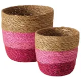 BOLTZE Dekokorb 2er-Set Körbe Rosa Pink Braun aus Seegras in 2 Größen (2 St)