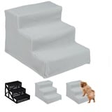 relaxdays Haustiertreppe Hundetreppe 3 Stufen, Grau grau