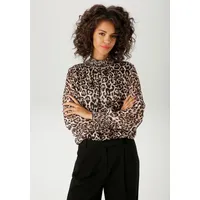 Aniston CASUAL Chiffonbluse im Leo-Druck mit goldfarbenen Glitzerstreifen -