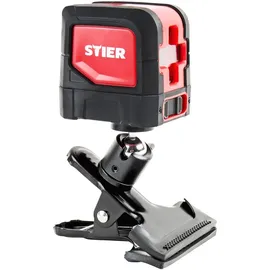 Stier Kreuzlinienlaser 2x120°, Projektion in 2D, automatische Selbstnivellierung, Umschaltbar horizontal/vertikal, magnetischer Wandhalterung, mit