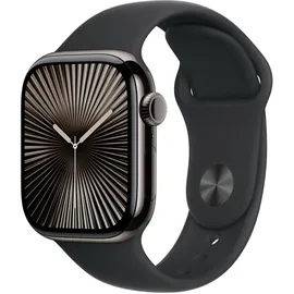 Apple Watch Series 10 GPS + Cellular 42 mm Titangehäuse schwarz Sportarmband schwarz M/L