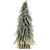 I.GE.A. Künstlicher mini Tannenbaum geeist auf Holzsockel grün 32 cm