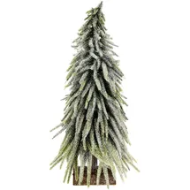 I.GE.A. Künstlicher mini Tannenbaum geeist auf Holzsockel grün 32 cm